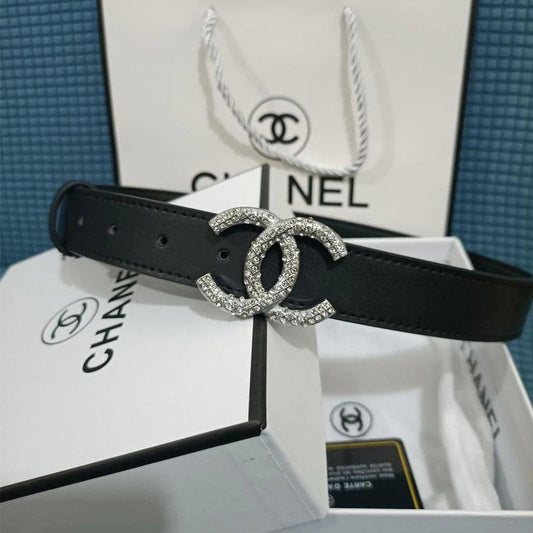 2025 2 Colors  Double C Diamond Black Leather Belt