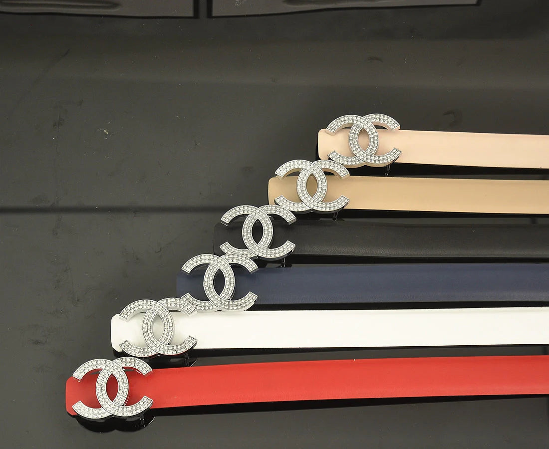 2025 6 color double C pearl rhinestone belt