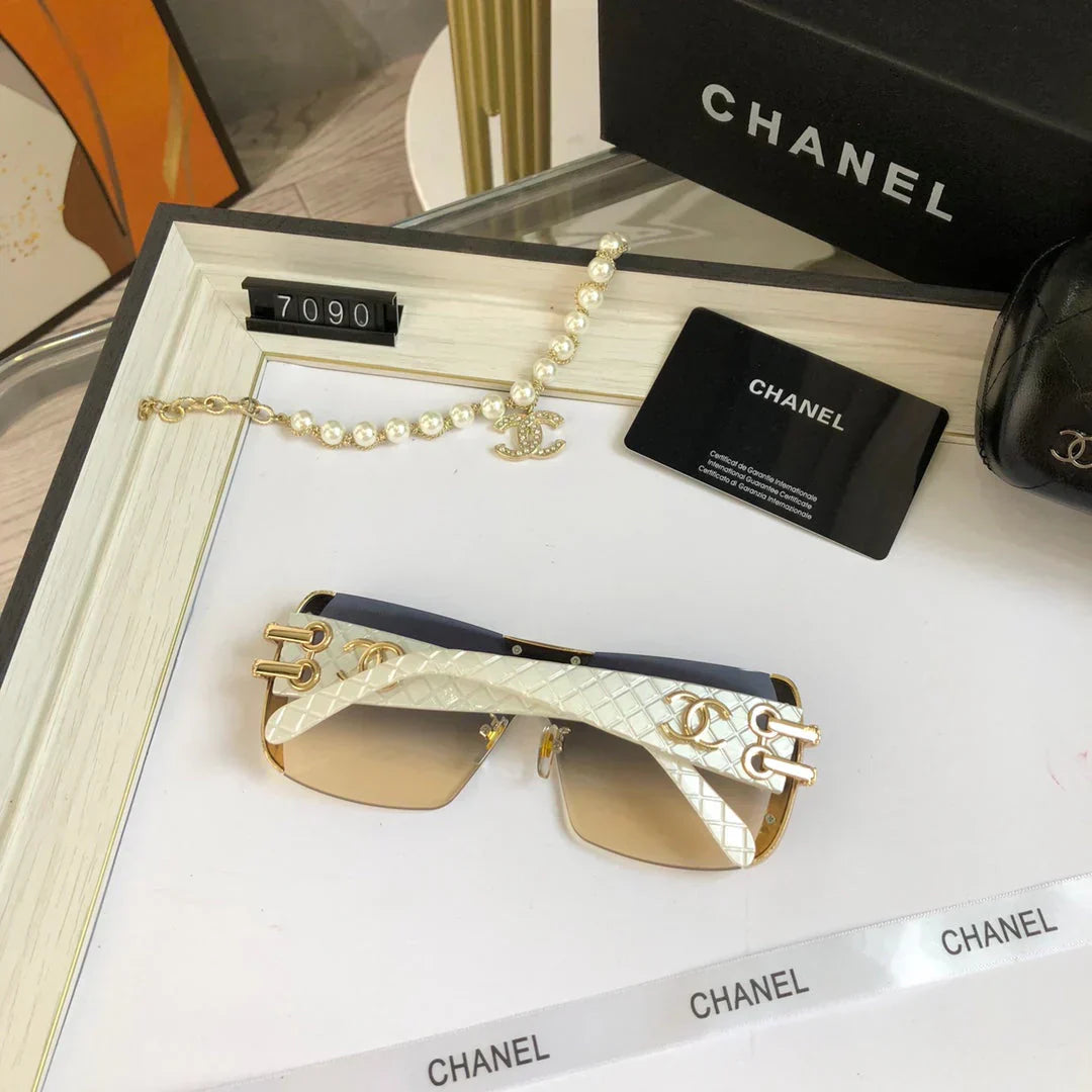 2025 Frameless trimmed large frame sunglasses