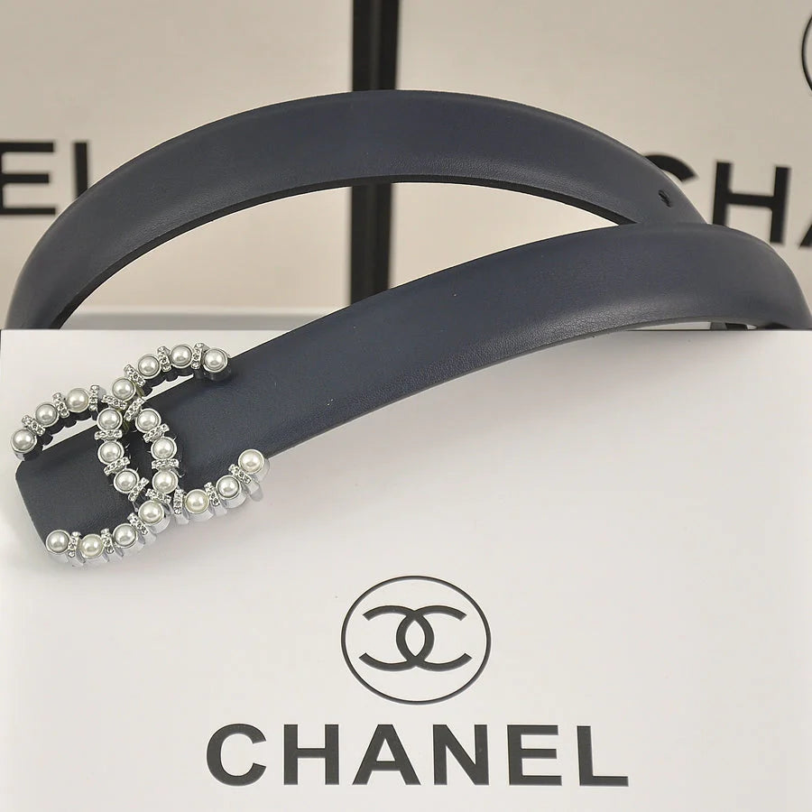 2025 6 color double C pearl rhinestone belt