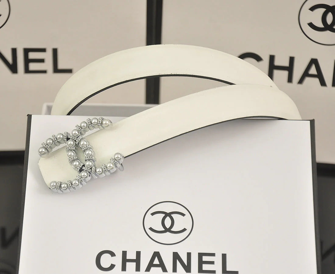 2025 6 color double C pearl rhinestone belt