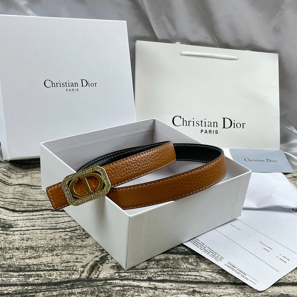 2025 6 Colors rhinestone lychee pattern double-sided belt