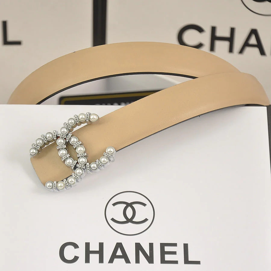 2025 6 color double C pearl rhinestone belt