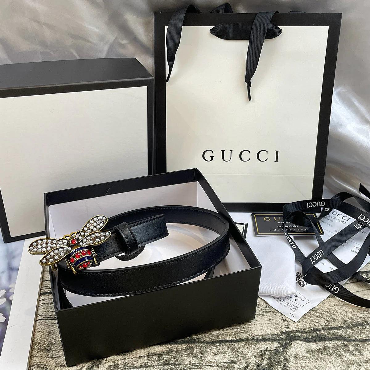 2025 4 Colors bee lychee pattern double-sided belt