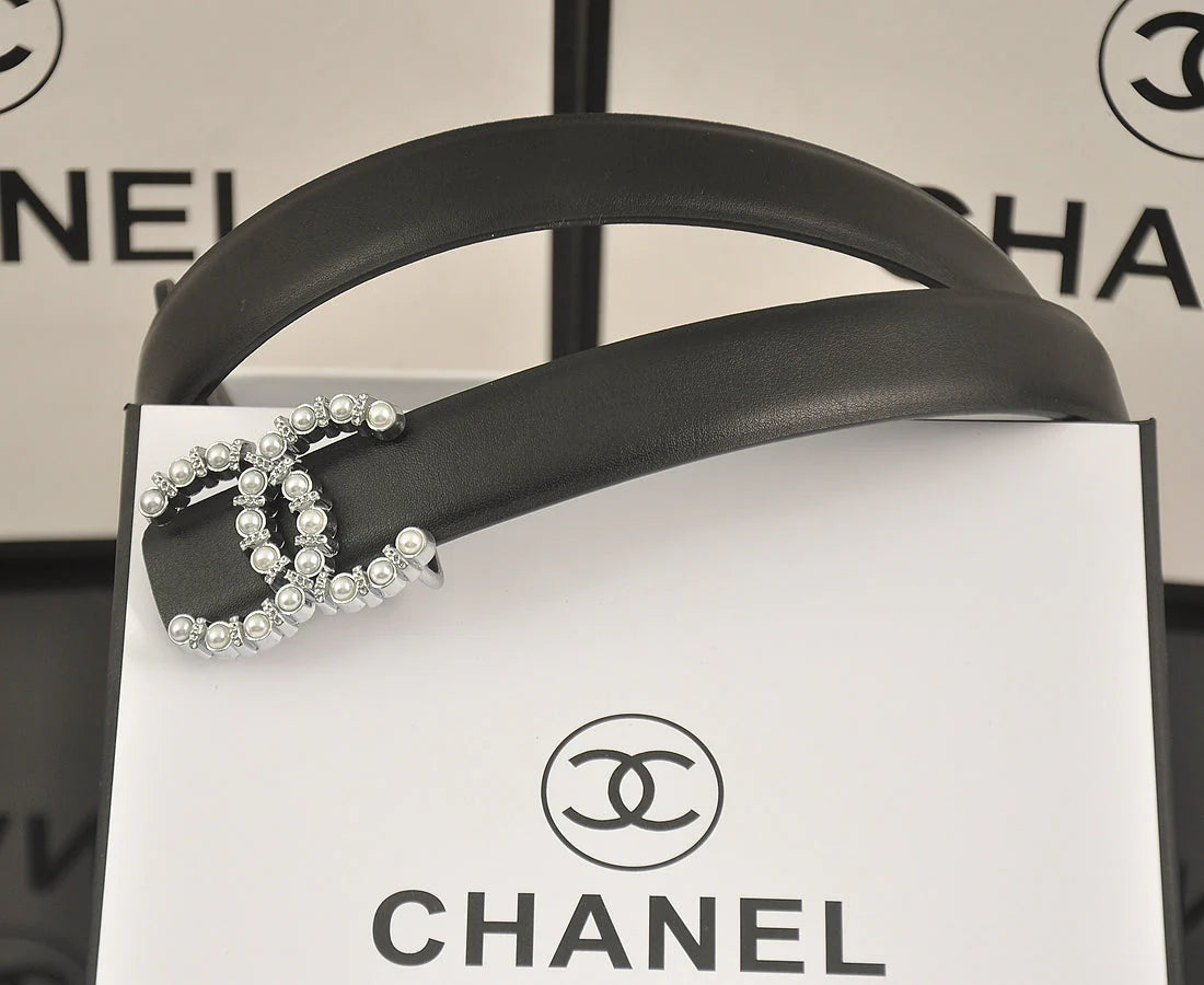 2025 6 color double C pearl rhinestone belt