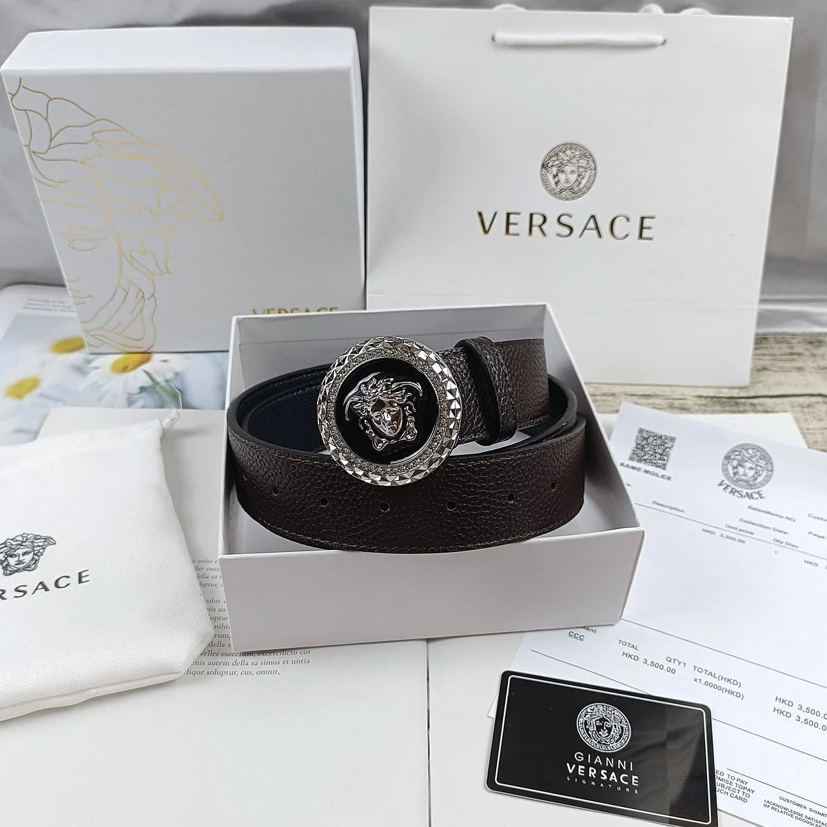 2025 4 Colors lion head double-sided lychee pattern belt