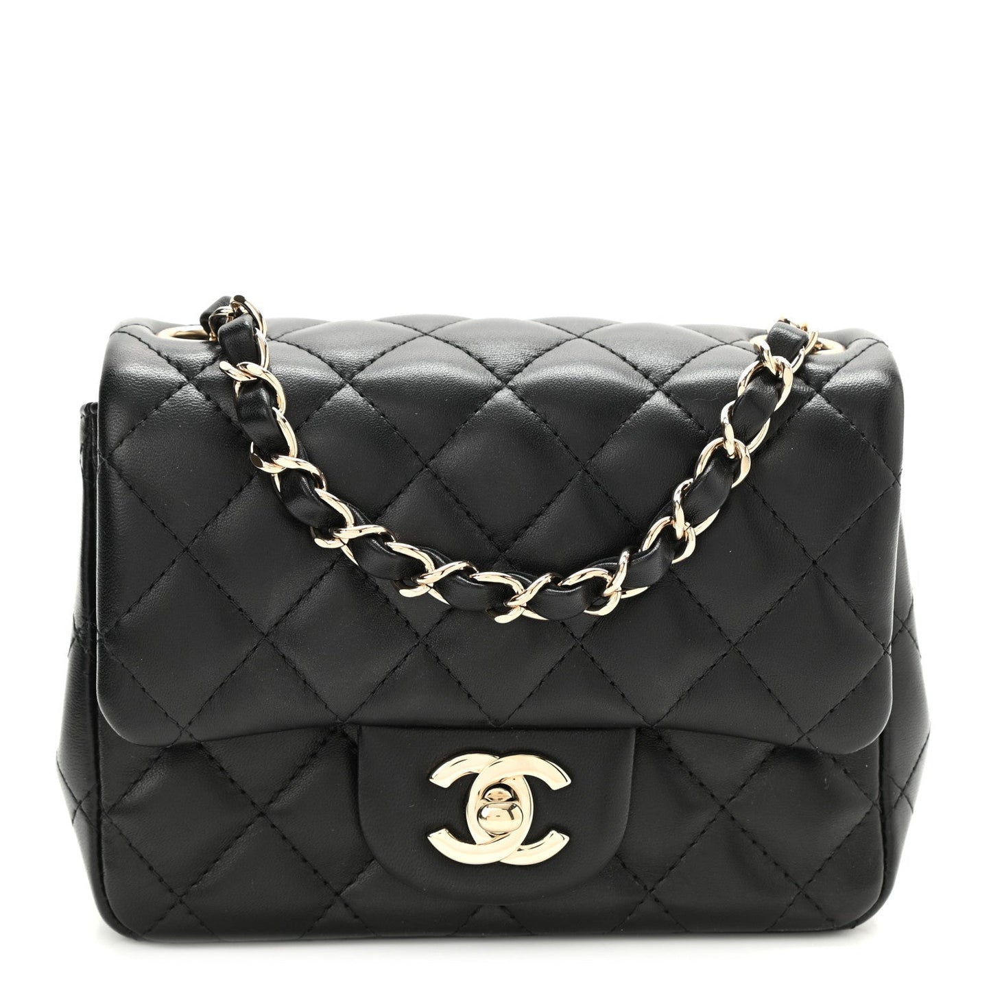 2025 Bag Lambskin Quilted Mini Square Flap Bag Black