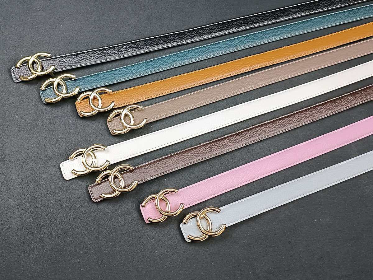 2025 8 Colors double C multi-color lychee leather belt