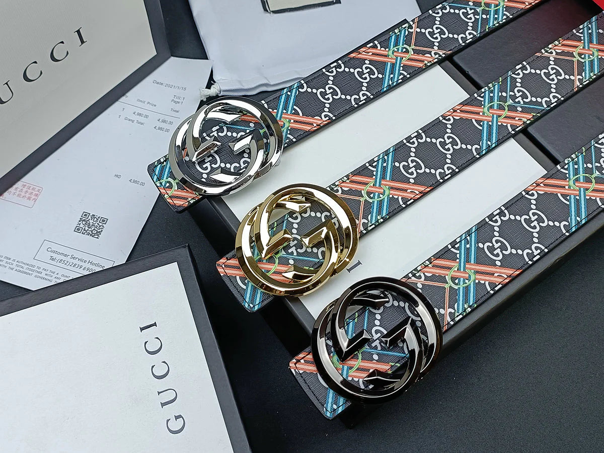 2025 3 Colors double G stripe calico belt