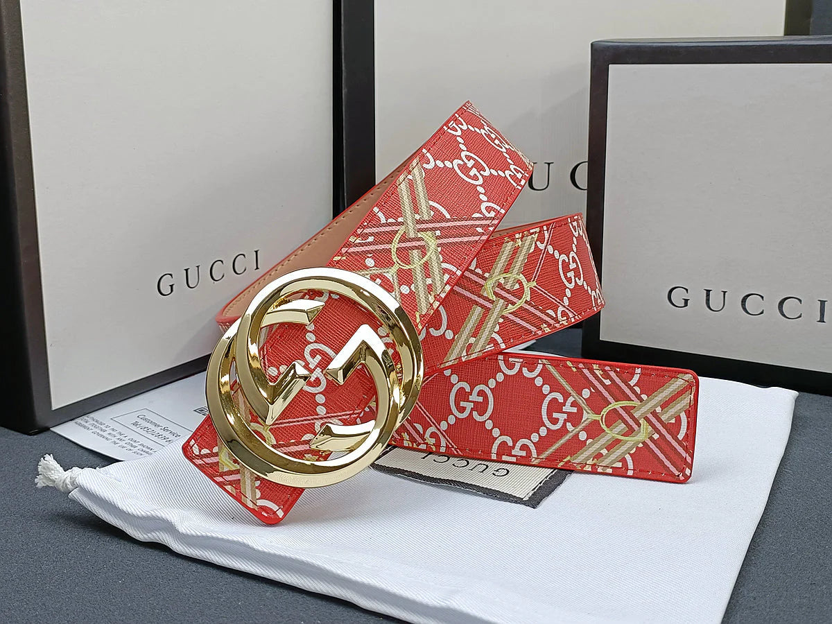 2025 3 Colors double G stripe calico belt Gender: general