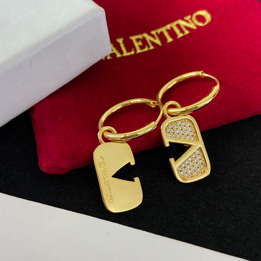 VALENTINO Sparkling Diamond Monogram Earrings