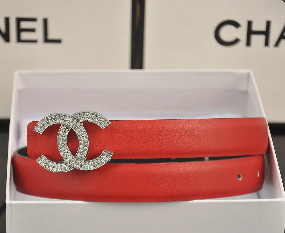 2025 6 color double C pearl rhinestone belt