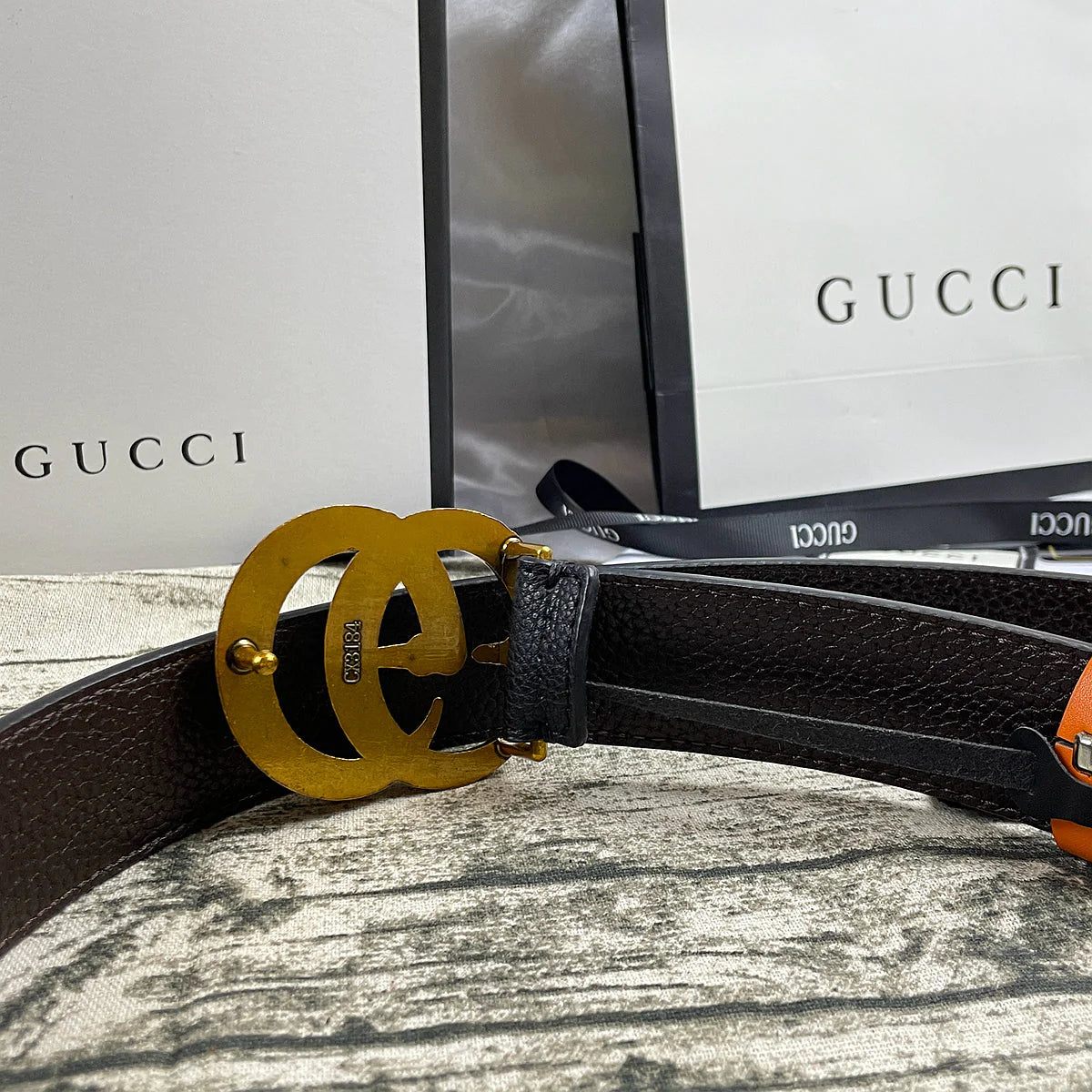 2025 4 Colors Double G Pearl Litchi Pattern Double Sided Belt