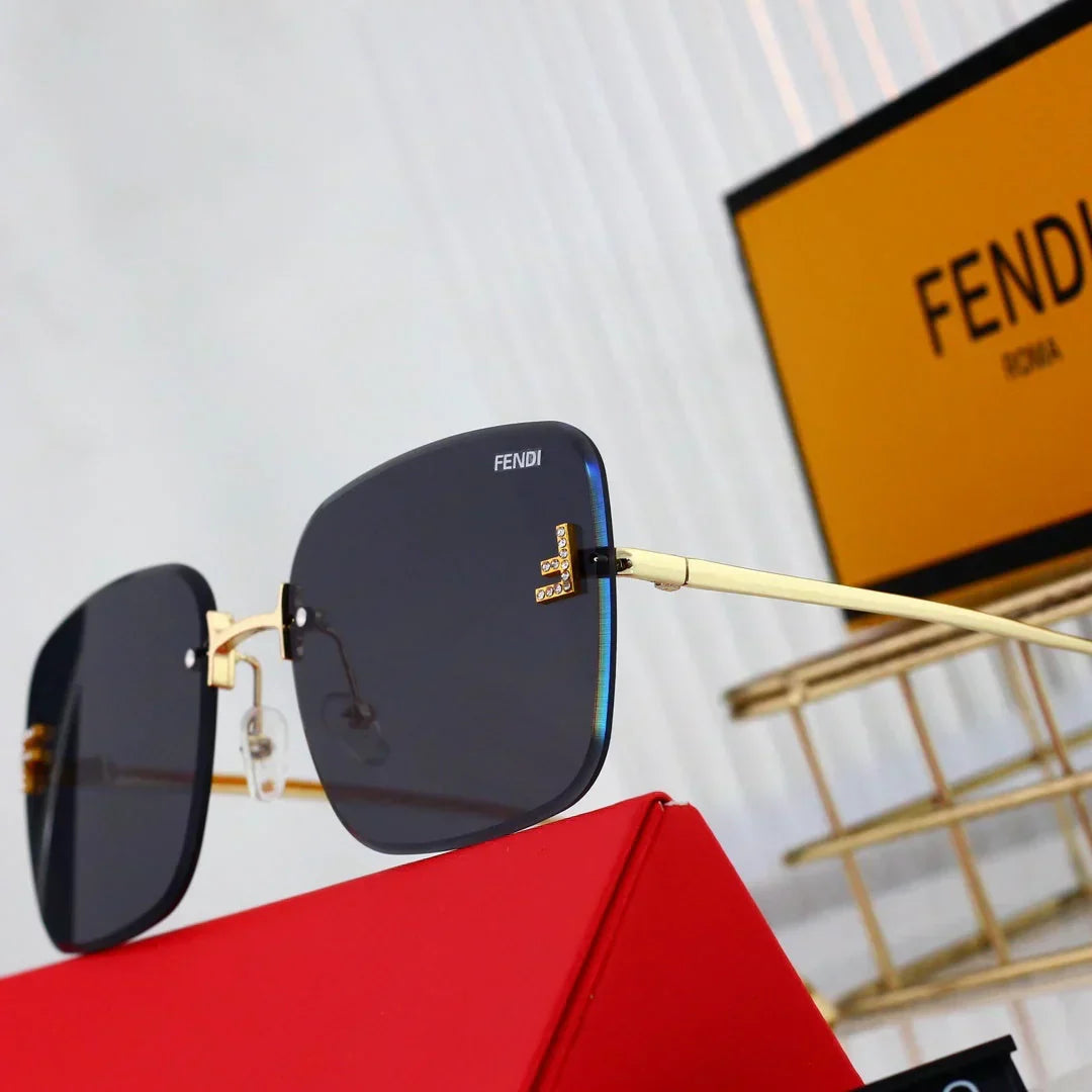 2025 Sunglasses Large frame rimless metal sunglasses