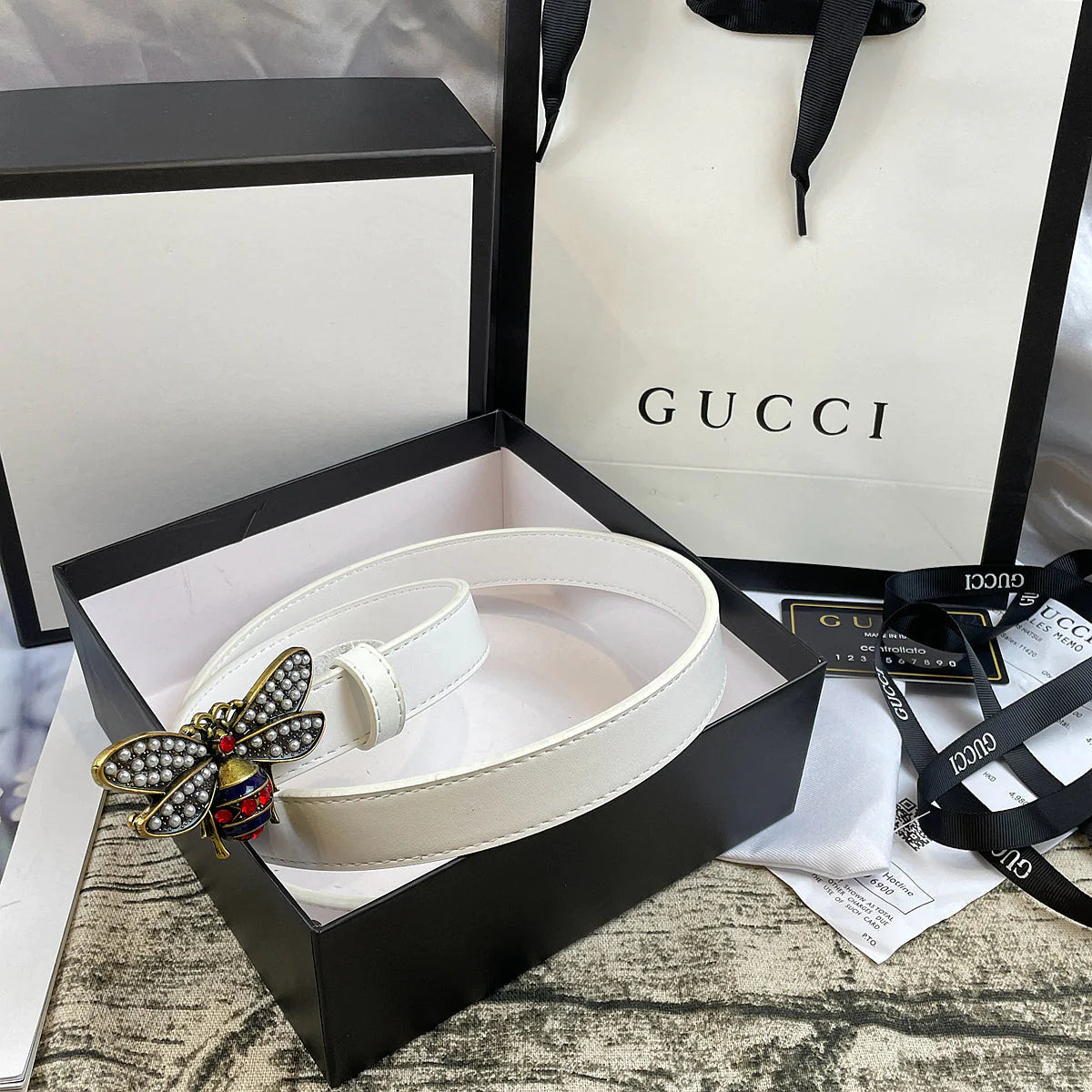 2025 4 Colors bee lychee pattern double-sided belt