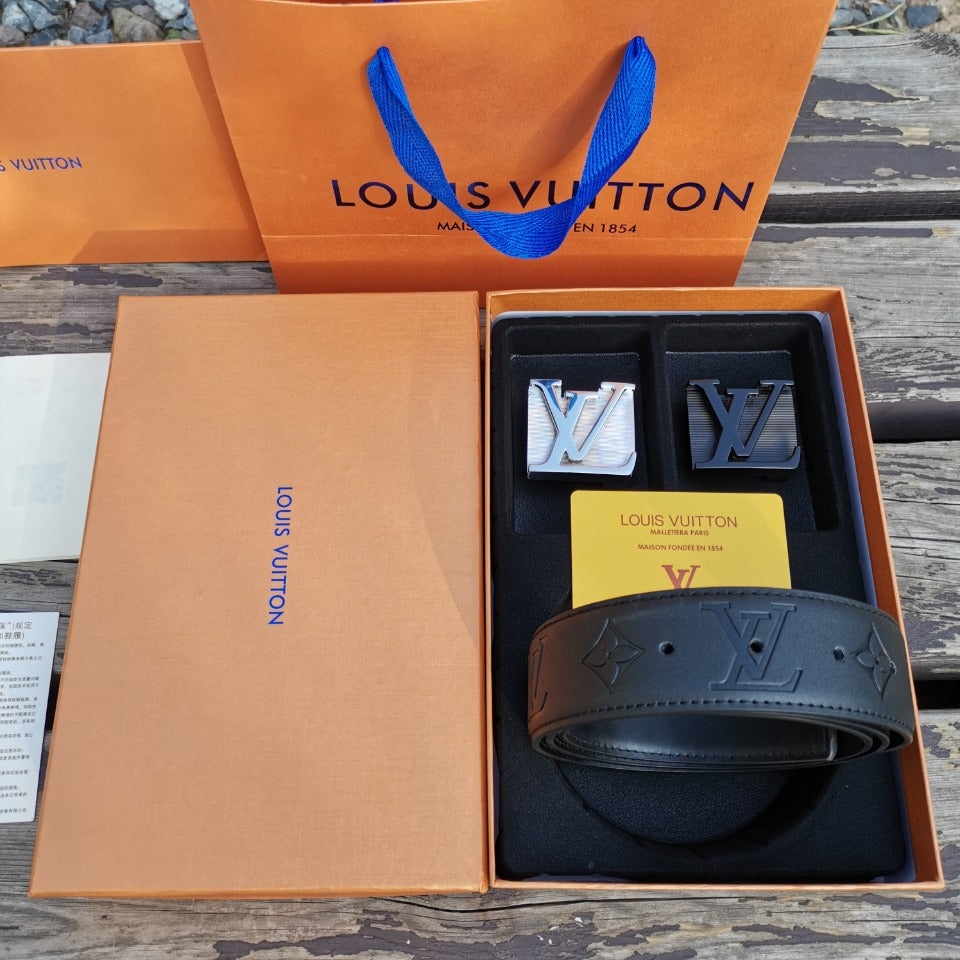 2025 Double Buckle Embossed Men's Belt