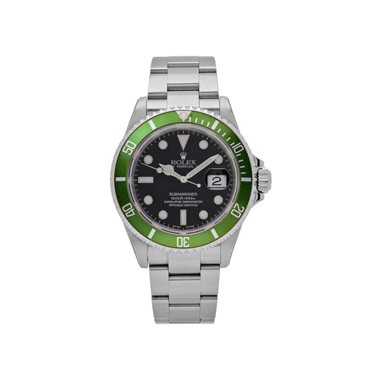 2025 Watch Submariner Date 16610LV 'Kermit' Bezel Flat 4 Stainless Steel Black Dial Oyster (2003)