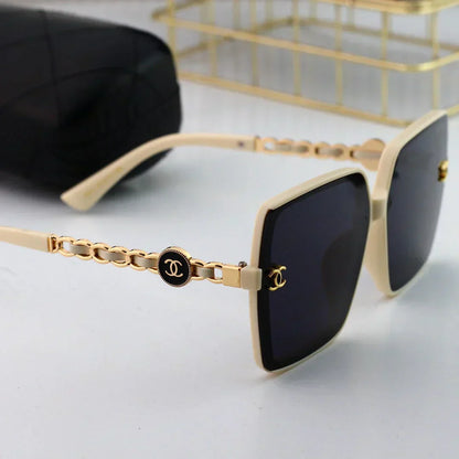 2025 Trendy large frame metal chain sunglasses