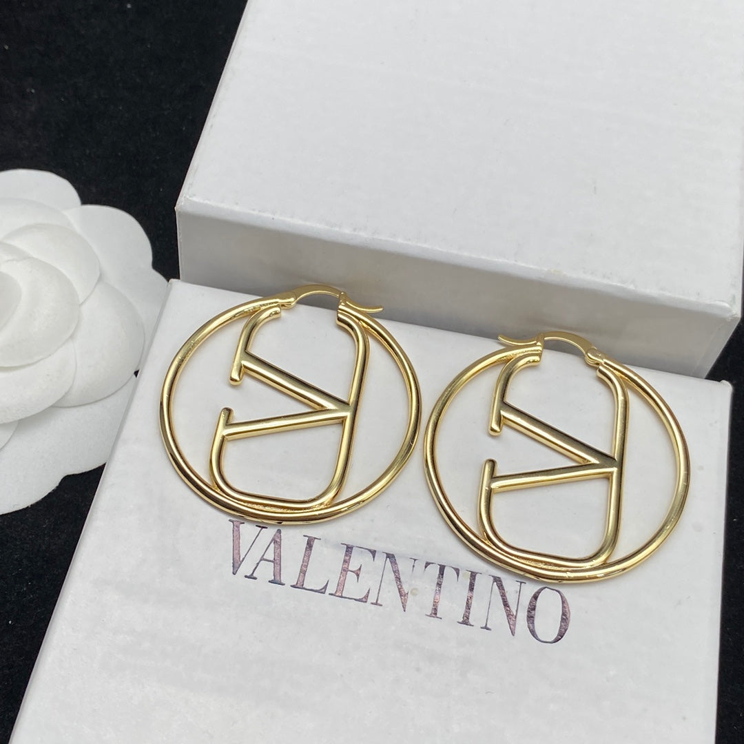 VALENTINO Classic Logo Large Round Earrings