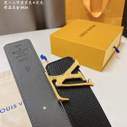 2025 Double-sided cowhide Men's belt width 4.0 CM