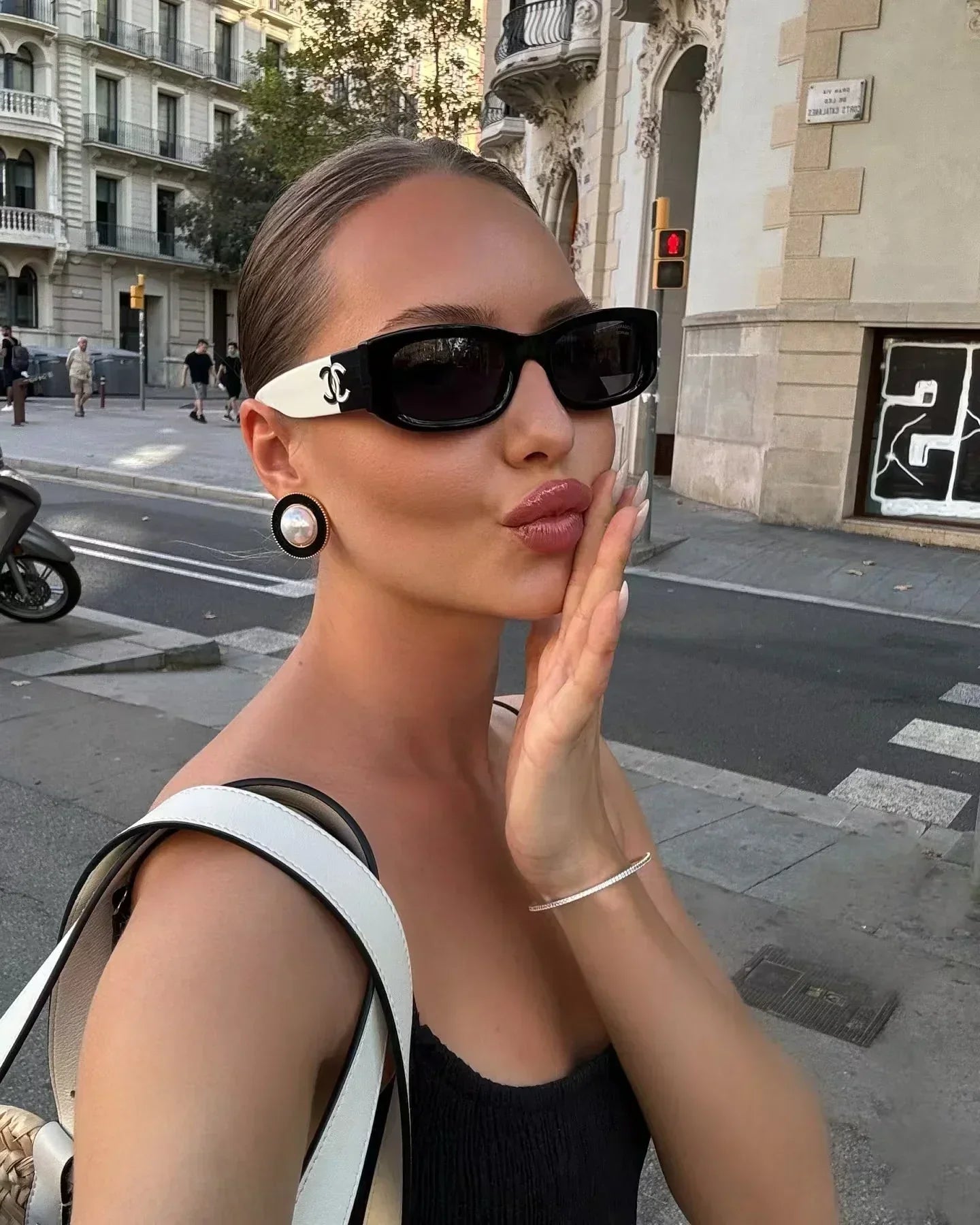 2025 Sunglasses  Black and white panda personality sunglasses