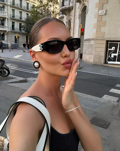 2025 Sunglasses  Black and white panda personality sunglasses