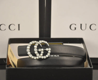 2025 6 Colors fashion double C pearl rhinestone belt