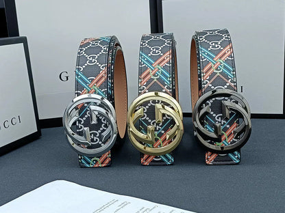 2025 3 Colors double G stripe calico belt