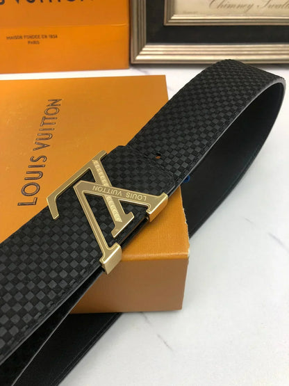 2025 Double-sided cowhide belt with electroplated hardware buckle Width 4.0mm