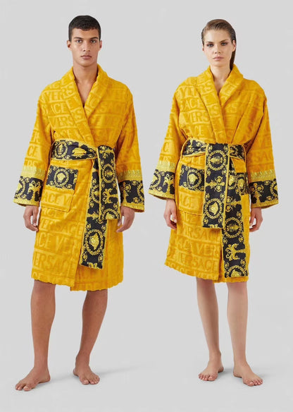 2025 pure cotton bathrobe absorbent four seasons wearable nightgown unisex T-shirt