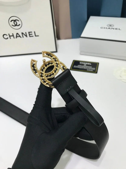 2025 belt Calfskin metal letter buckle belt, width 3.0mm