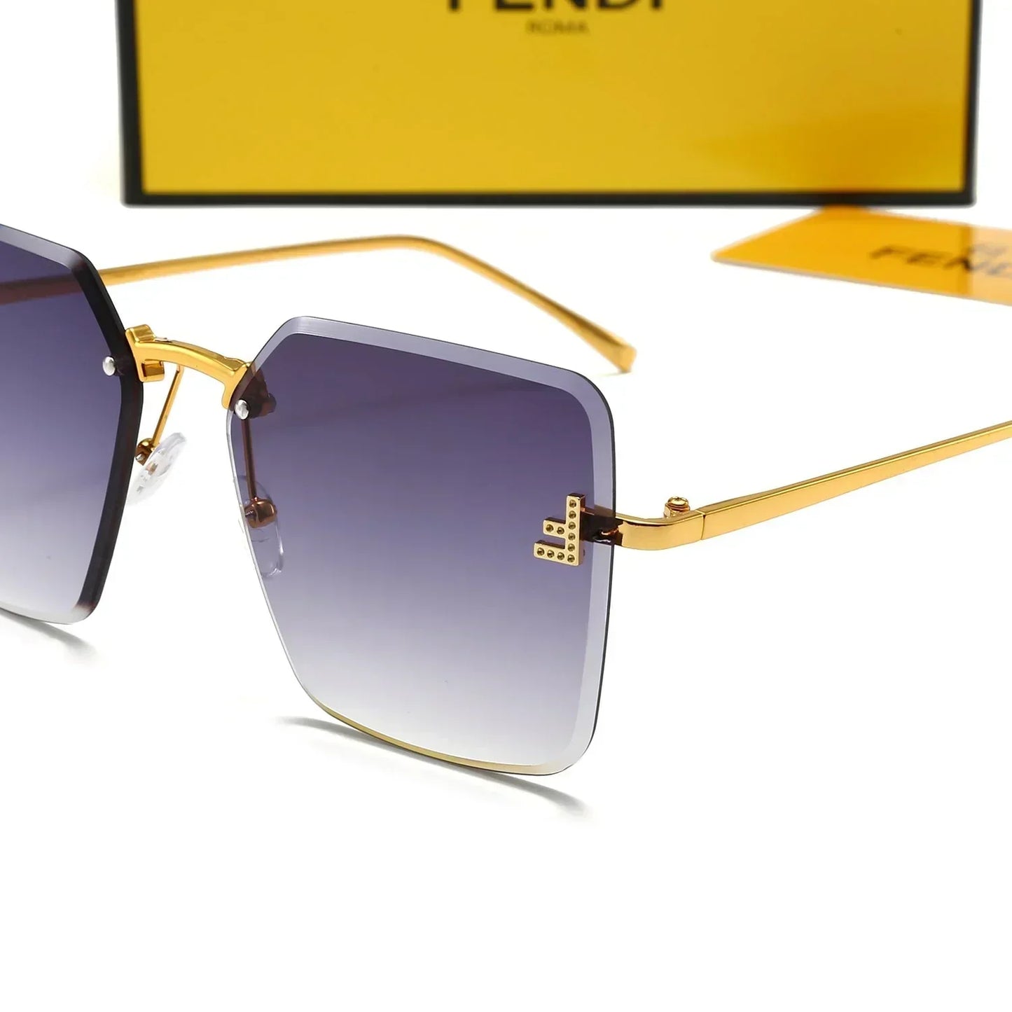 2025 Frameless metal large frame sunglasses