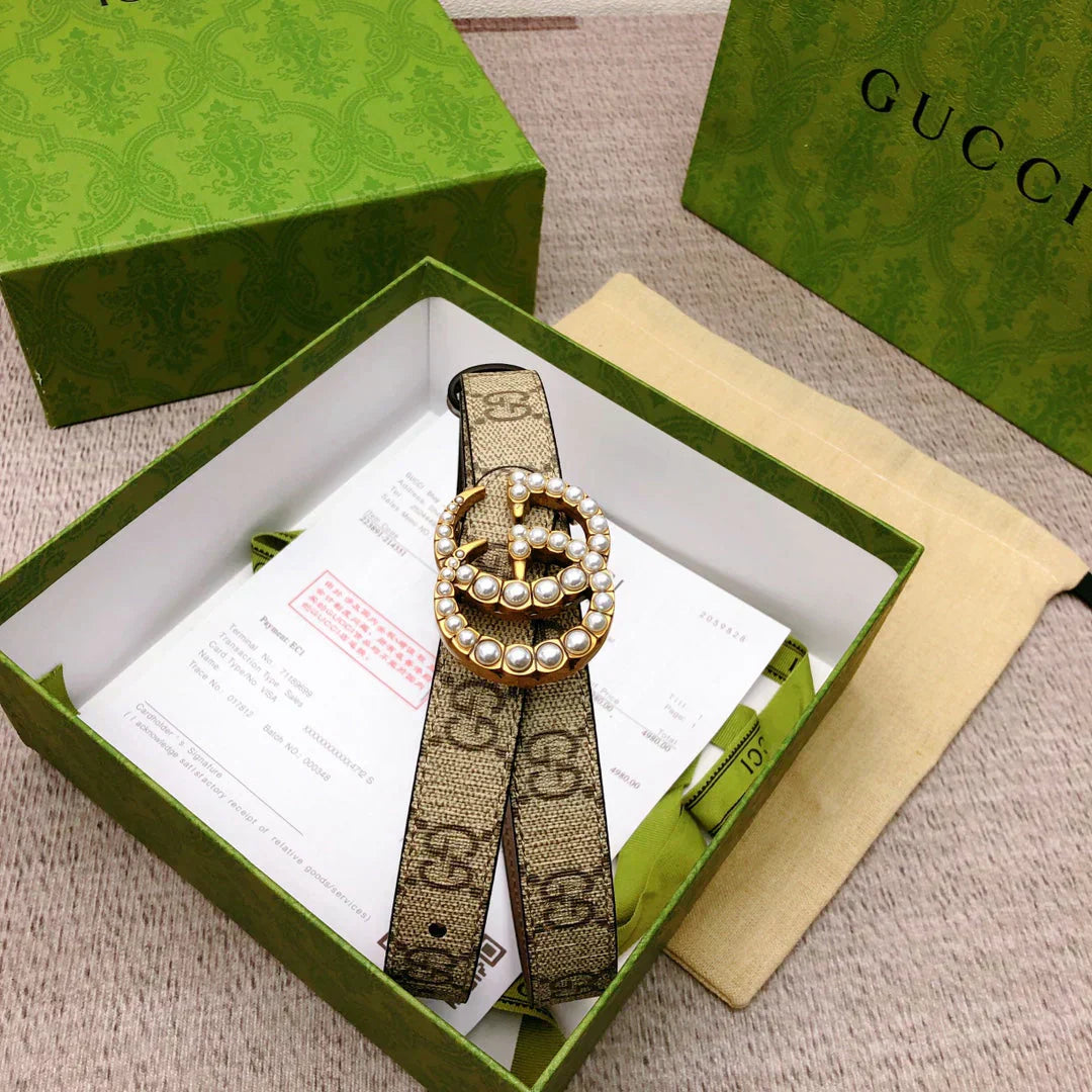 2025 Belt lined with top layer calfskin. With original single pearl buckle head, width 2.0