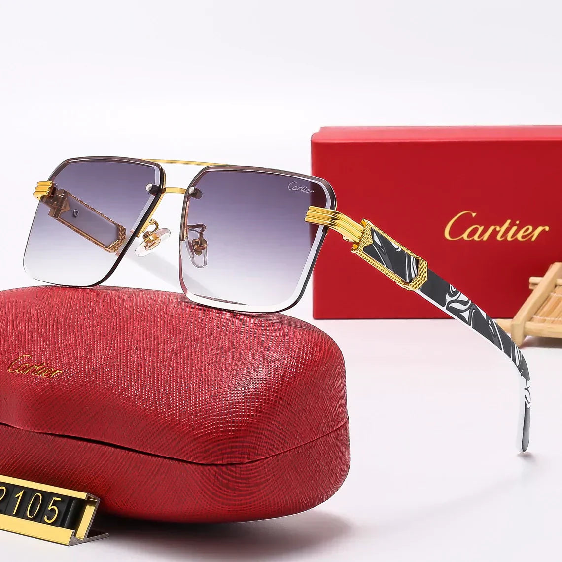 2025 Square stylish frameless sunglasses 2105