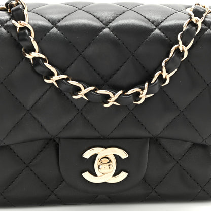 2025 Bag Lambskin Quilted Mini Square Flap Bag Black