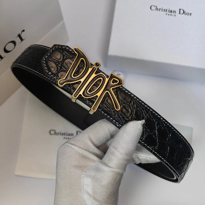 2025 Double-sided crocodile leather belt width 3.5cm