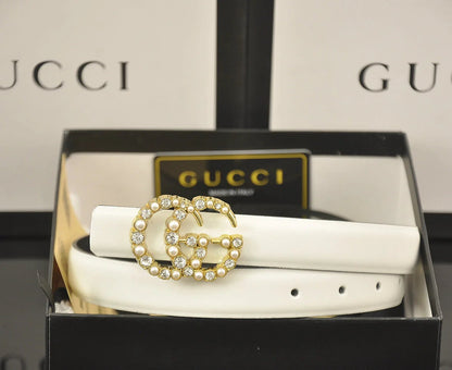 2025 6 Colors fashion double C pearl rhinestone belt