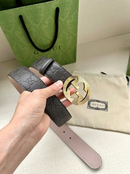 2025 belt Cowhide interlocking belt 4.0cm