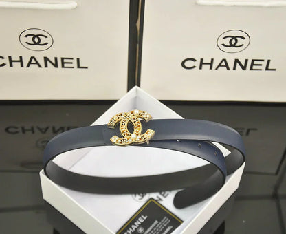 2025 6-color   double C hollow-out LOGO pearl belt