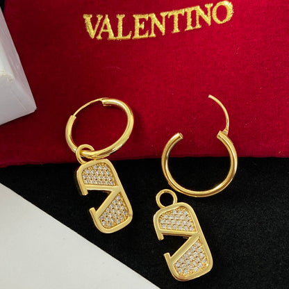 VALENTINO Sparkling Diamond Monogram Earrings