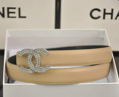 2025 6 color double C pearl rhinestone belt