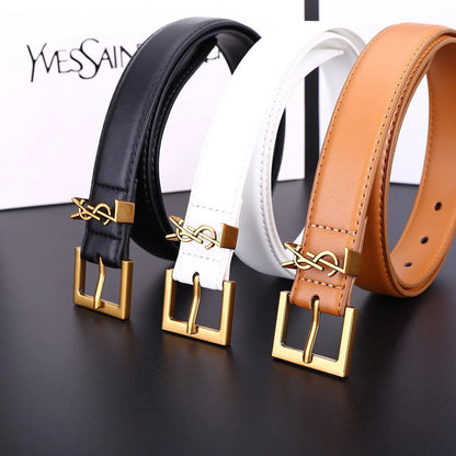2025 3 Colors Fashion Alphabet Buckle Ladies Leather Belt