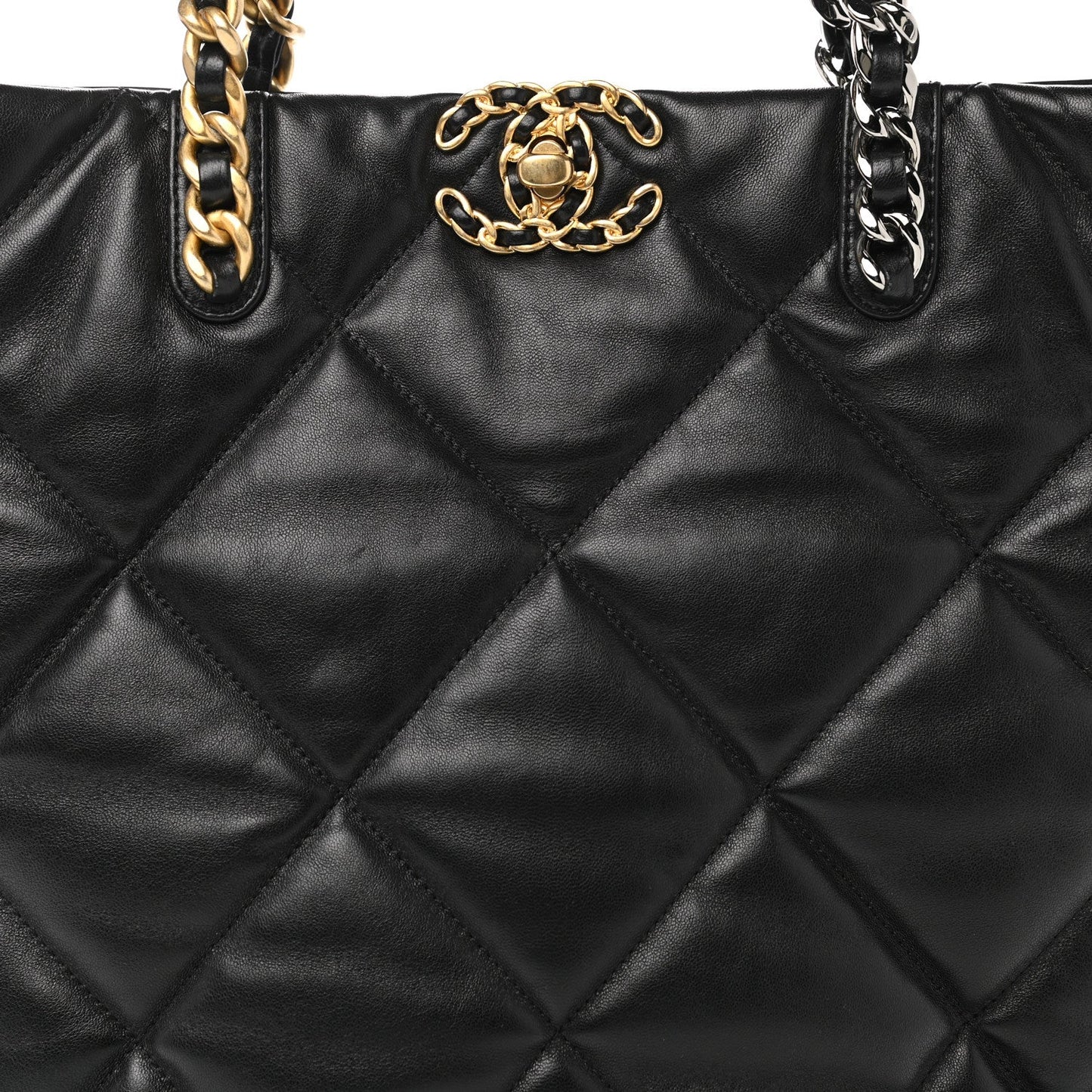 2025 Bag Lambskin Quilted CC 19 Shopping Bag Black