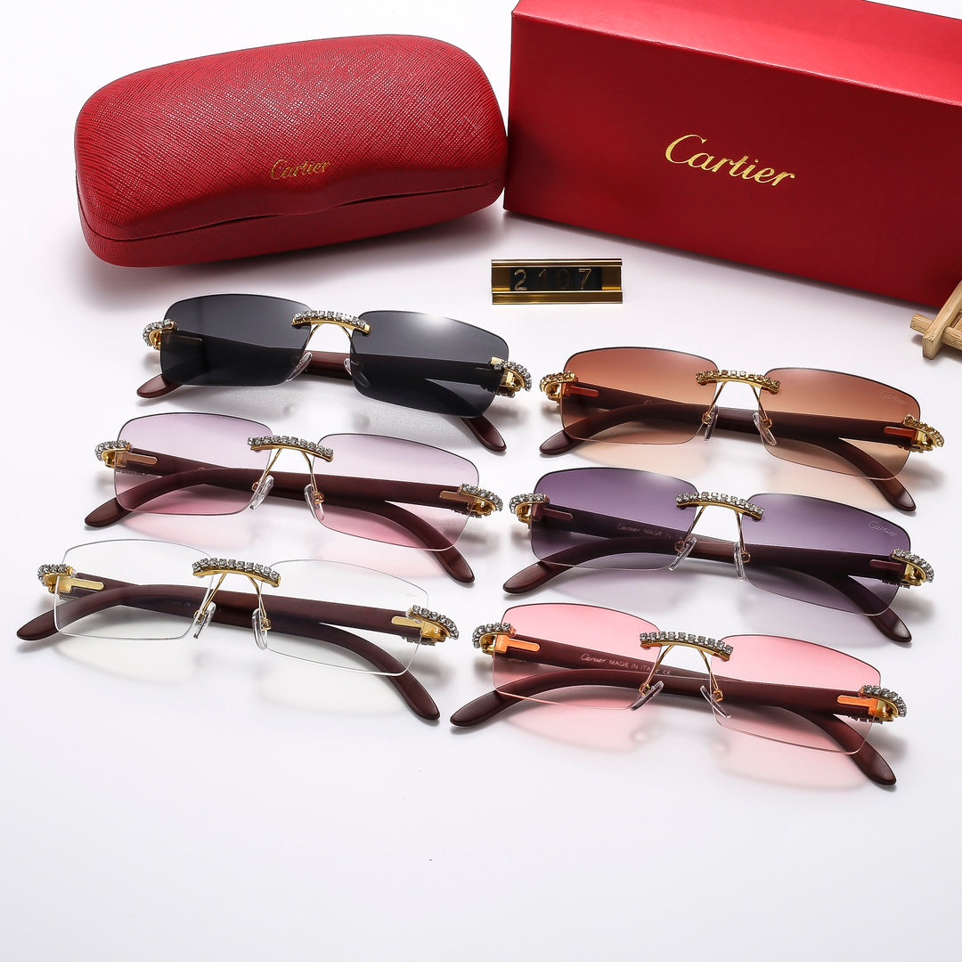2025 Diamond Fashion Frameless Sunglasses 2107