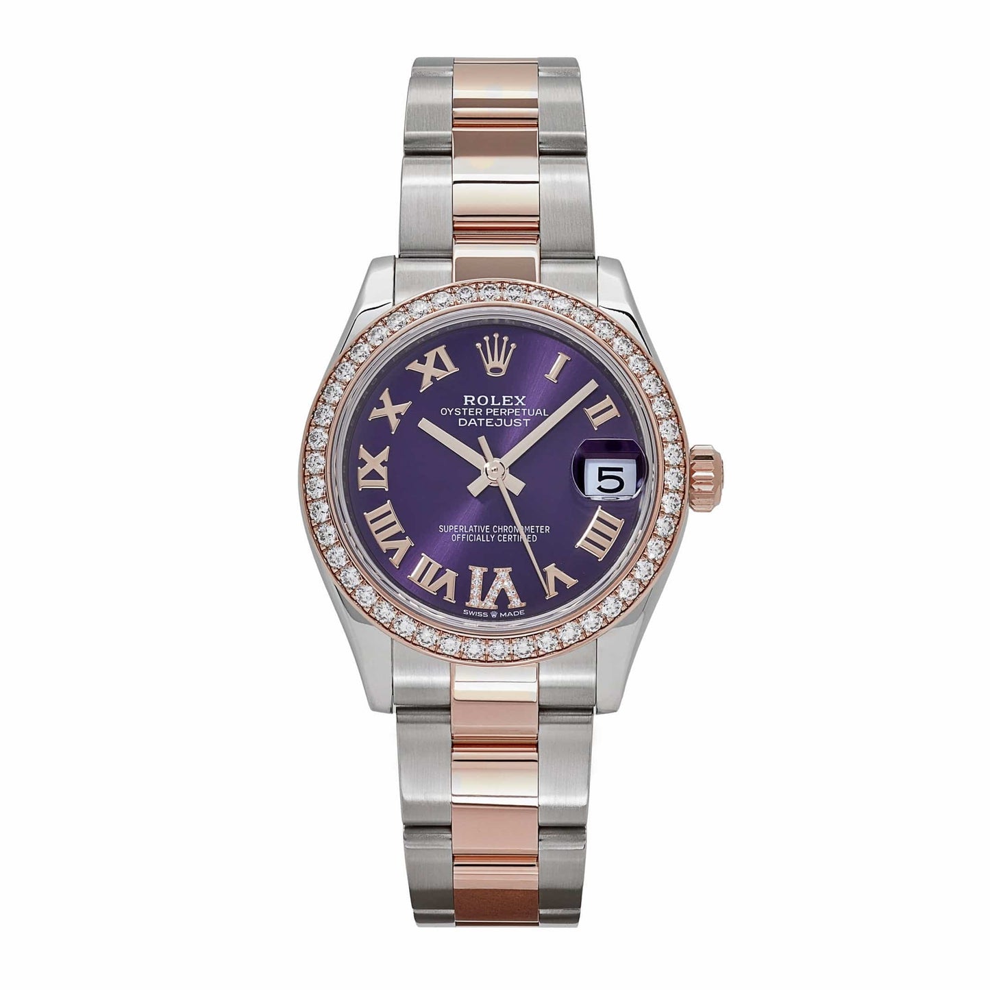 2025 Watch Datejust 278381RBR 'Ladies' Stainless Steel Rose Gold Aubergine Purple Dial Diamond Bezel Oyster (2022)