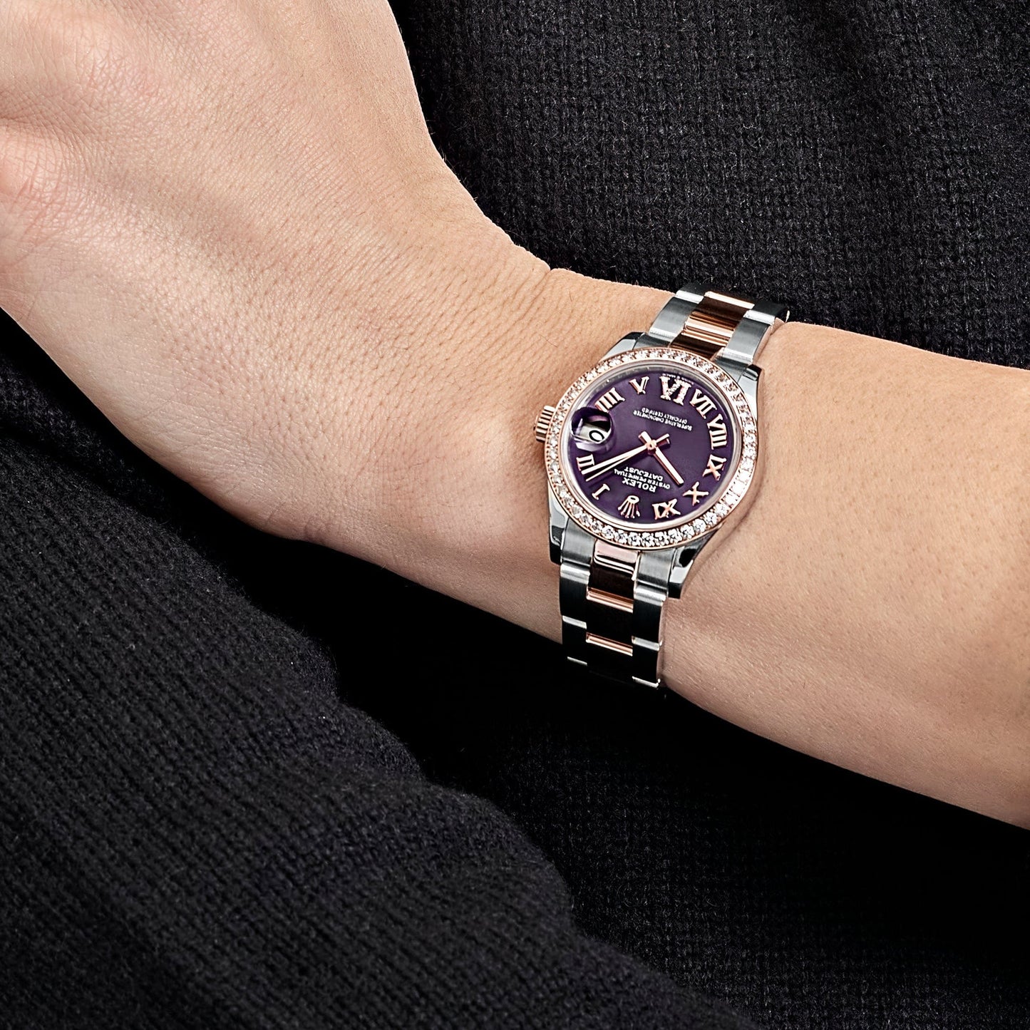 2025 Watch Datejust 278381RBR 'Ladies' Stainless Steel Rose Gold Aubergine Purple Dial Diamond Bezel Oyster (2022)