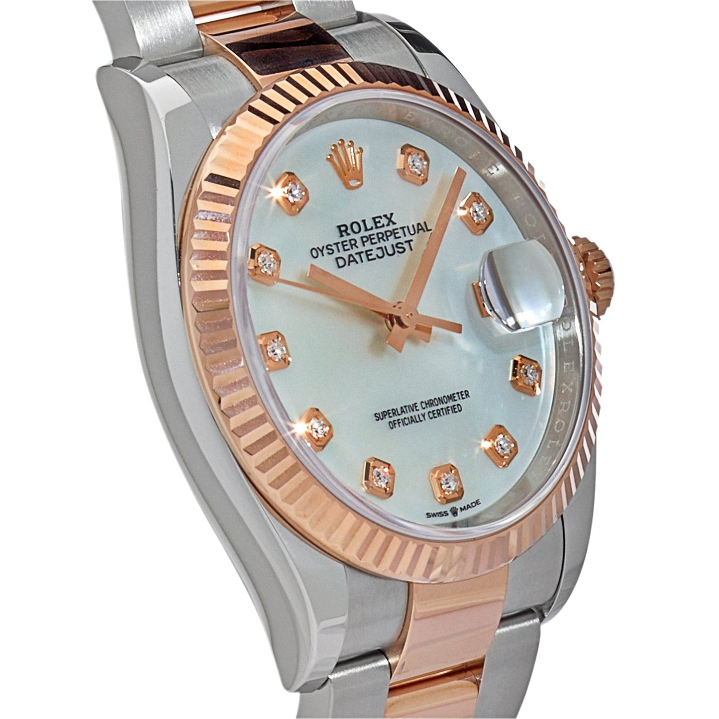 2025 Watch Datejust 126231 Rose Gold Stainless Steel Mother of Pearl Diamond Dial