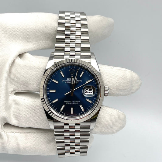 2025 Watch Datejust 126234 White Gold Stainless Steel Blue Dial Jubilee