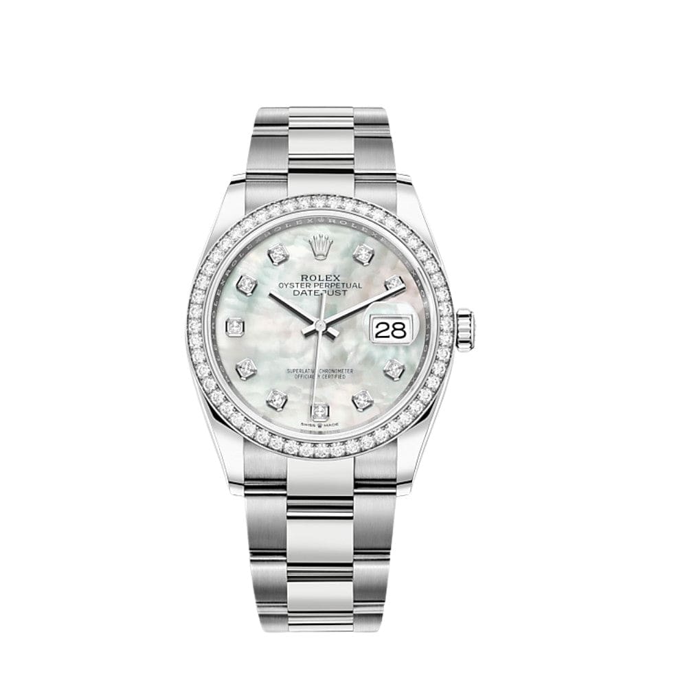 2025 Watch Datejust 126284RBR Stainless Steel White Gold Mother of Pearl Dial