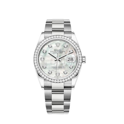 2025 Watch Datejust 126284RBR Stainless Steel White Gold Mother of Pearl Dial